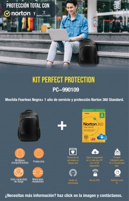 Kit Mochila + Antivirus  PERFECT CHOICE PC-990109